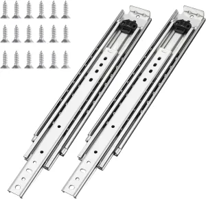 1 Pair 34 Inch 500 Lb Capacity Heavy Duty Drawer Slides with Screws,Side Mount Full Extension 3 Fold Ball Bearing Stainless Steel Hardware Drawer Rails,Industrial DIY