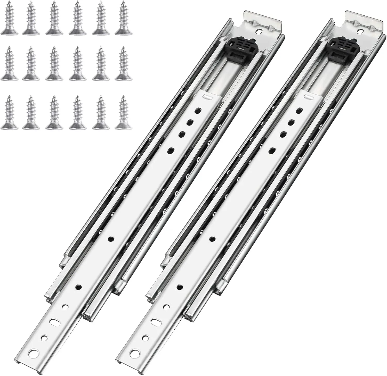1 Pair 34 Inch 500 Lb Capacity Heavy Duty Drawer Slides with Screws,Side Mount Full Extension 3 Fold Ball Bearing Stainless Steel Hardware Drawer Rails,Industrial DIY