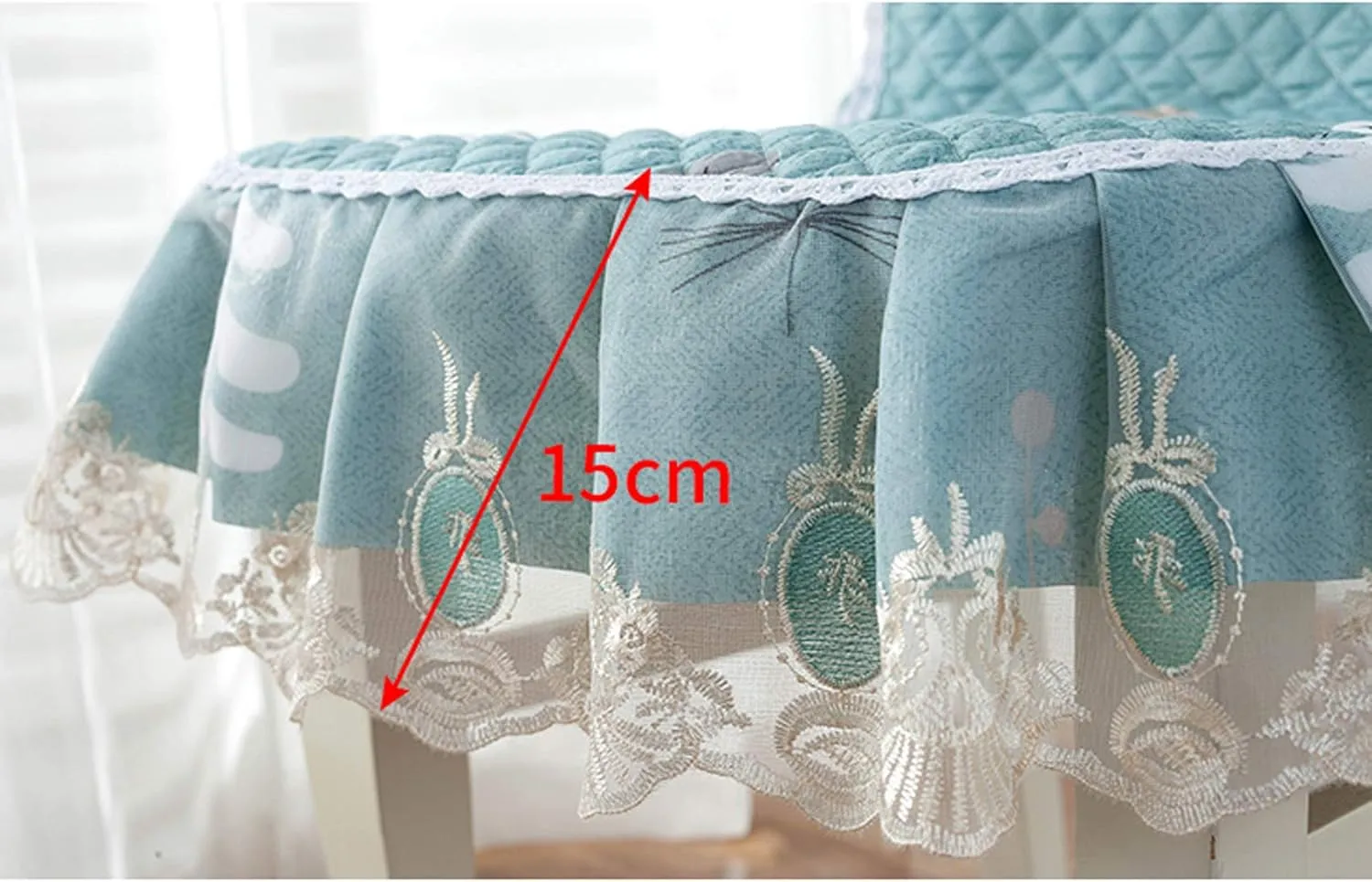 1 Pc Lace Ruffled Dining Chair Cushion,Non Slip Seat Cushions with Ties,Square Stool Chair Pad Home Decor Luxury Warm Soft Cushion-F 43x45cm(17x17.7inch)