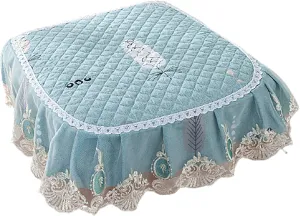 1 Pc Lace Ruffled Dining Chair Cushion,Non Slip Seat Cushions with Ties,Square Stool Chair Pad Home Decor Luxury Warm Soft Cushion-F 43x45cm(17x17.7inch)