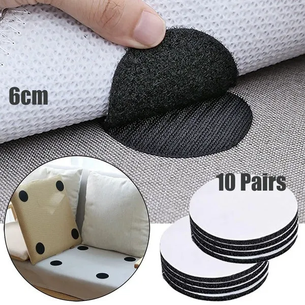 10-Pairs: Anti Curling Carpet Tape Rug Gripper Velcro