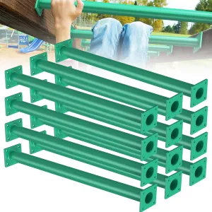 12 PCS DIY Monkey Bar Kit, Backyard Monkey Bars Indoor for Kids Ceiling, Safety Grab Handles for Playground Ladder Rungs Swing, Steel Stand Alone Climbing Bars for Outdoor (Green, 16.5 Inch)