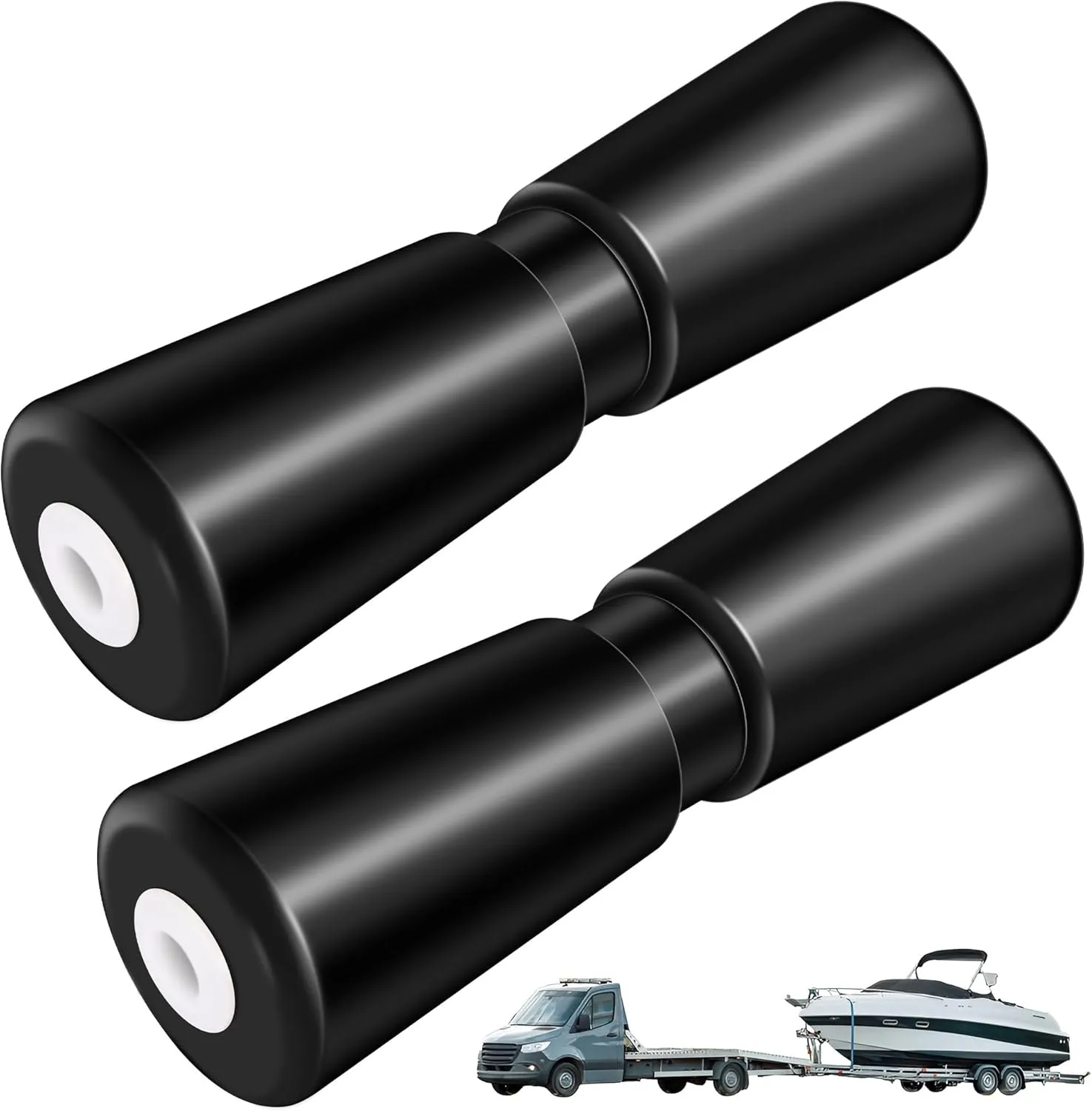 2 Pack Black Boat Trailer Rollers, 12" Boat Keel Roller, Robust Rubber Rollers for Boat Trailer, Boat Trailer Bow Stop Boat Trailer Accessories Parts, Keel Roller Assembly Kit