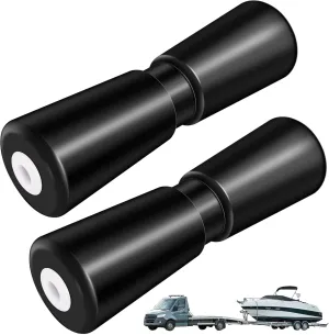 2 Pack Black Boat Trailer Rollers, 12" Boat Keel Roller, Robust Rubber Rollers for Boat Trailer, Boat Trailer Bow Stop Boat Trailer Accessories Parts, Keel Roller Assembly Kit
