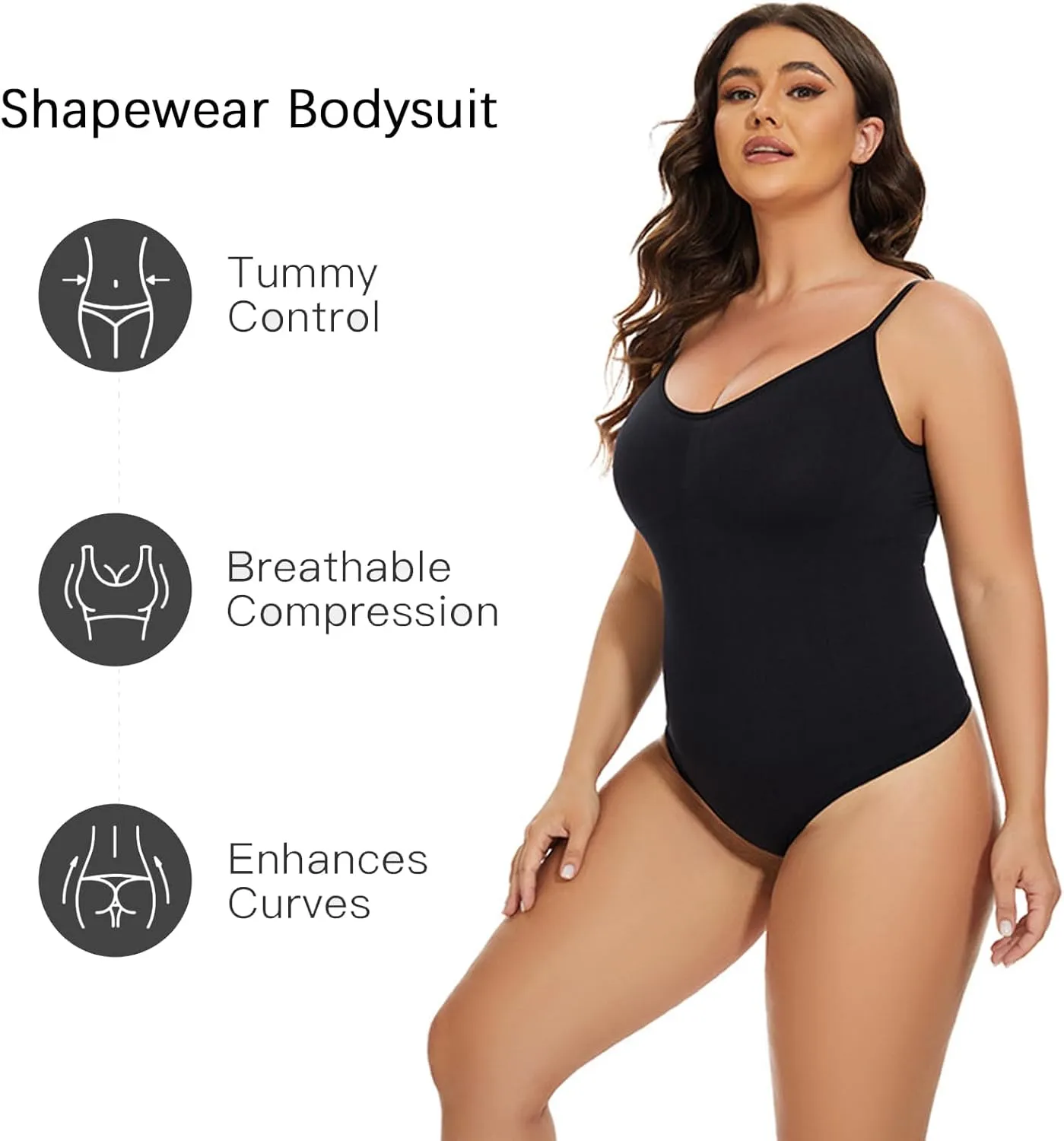 2 Pack Bodysuit for Women - Seamless Tummy Control Shapewear Sculpting Thong Sleeveless Women Body Shaper