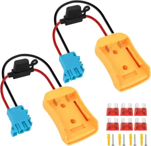 2-Pack Power Wheels Adapter for Dewalt 20V Battery with 12AWG Wire Harness and 40A Fuse, Compatible with Peg-Perego Ride-on Cars