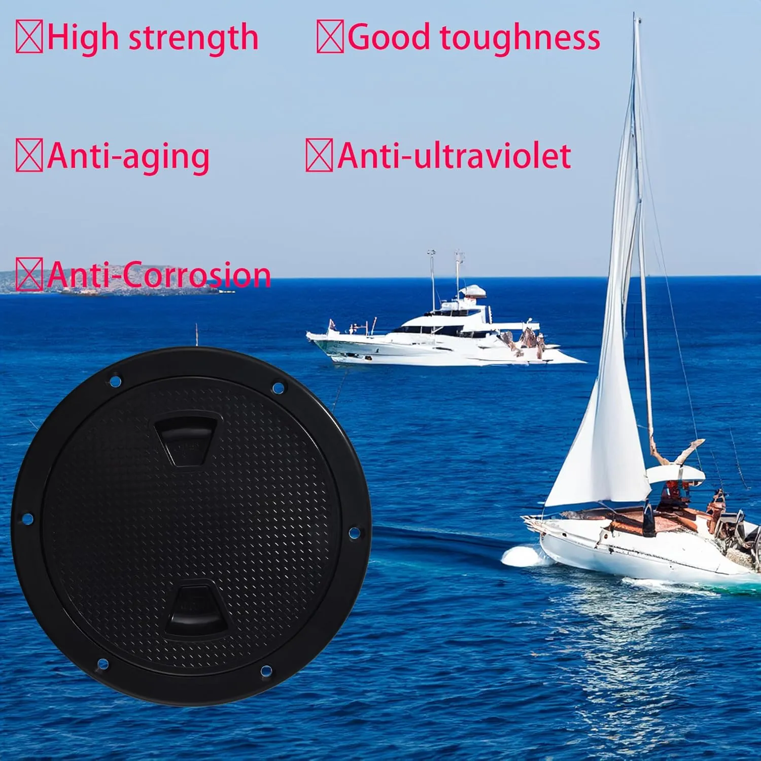 2 Pcs Boat Hatch, Marine Access Hatch for Marine Boat Yacht Kayak, Round Non Slip Boat Storage Hatch Lids, Inspection Hatch Deck Plate Hatch with Detachable Cover