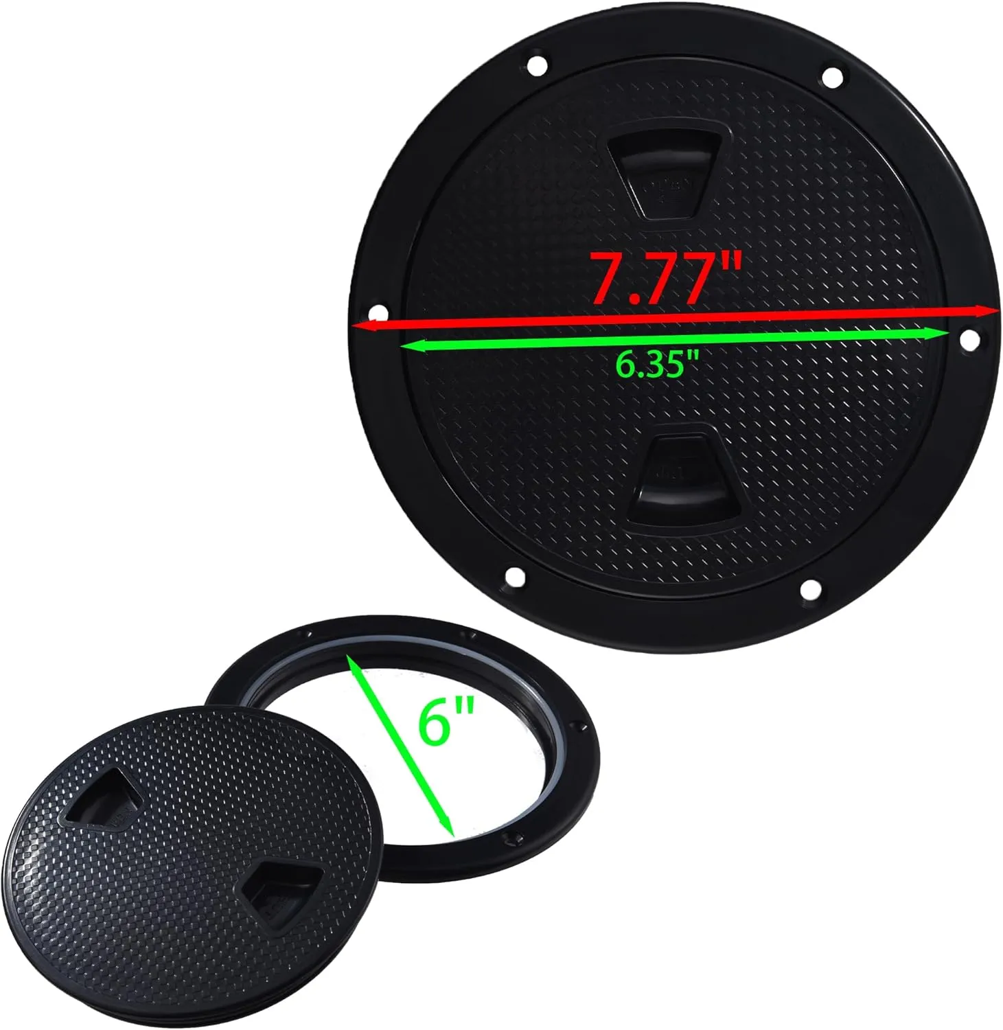 2 Pcs Boat Hatch, Marine Access Hatch for Marine Boat Yacht Kayak, Round Non Slip Boat Storage Hatch Lids, Inspection Hatch Deck Plate Hatch with Detachable Cover