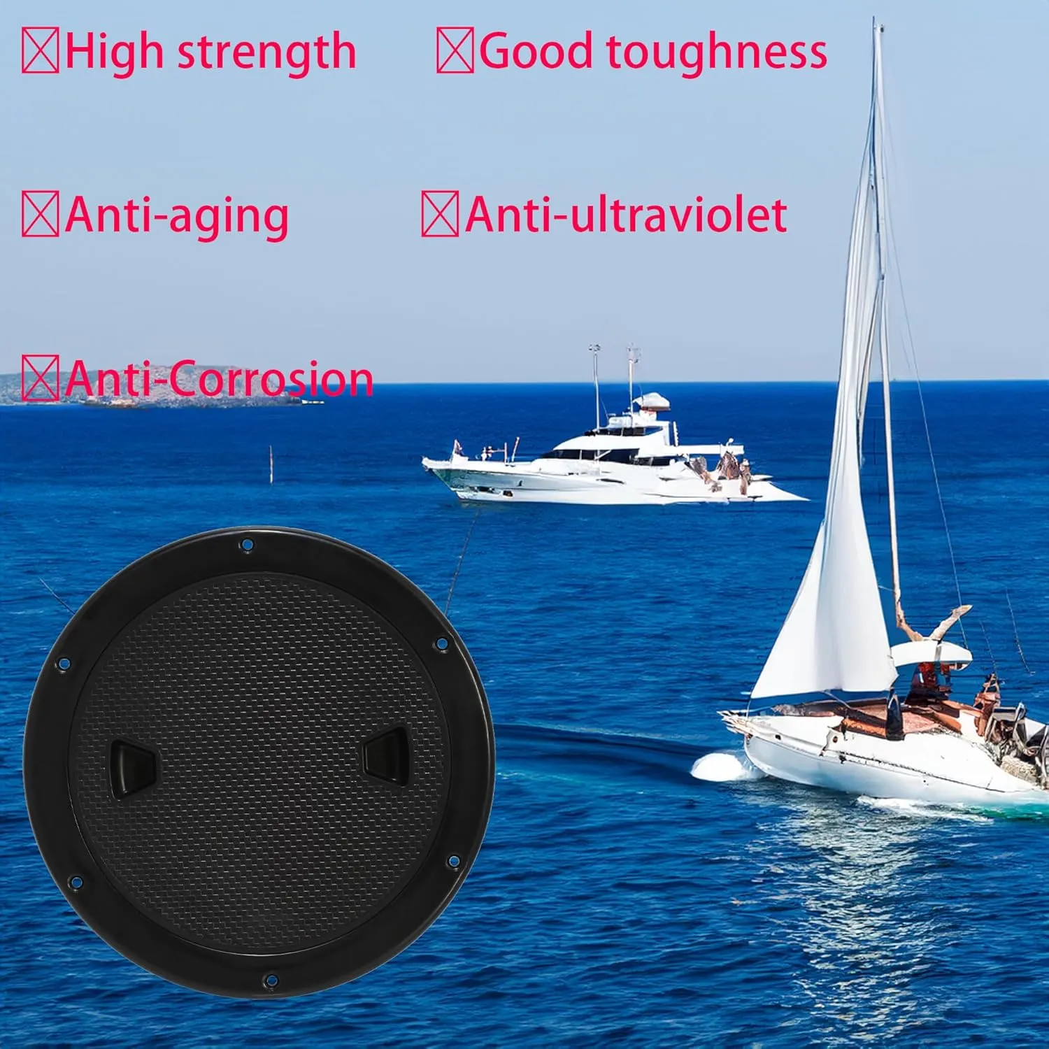 2 Pcs Boat Hatch, Marine Access Hatch for Marine Boat Yacht Kayak, Round Non Slip Boat Storage Hatch Lids, Inspection Hatch Deck Plate Hatch with Detachable Cover