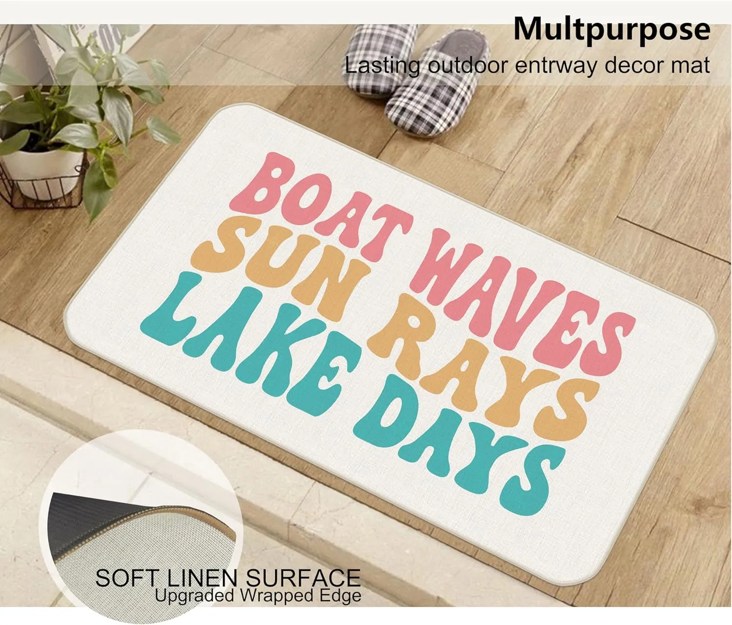 292-HZDM Lake Life Boat Waves Door Mat, 30X18