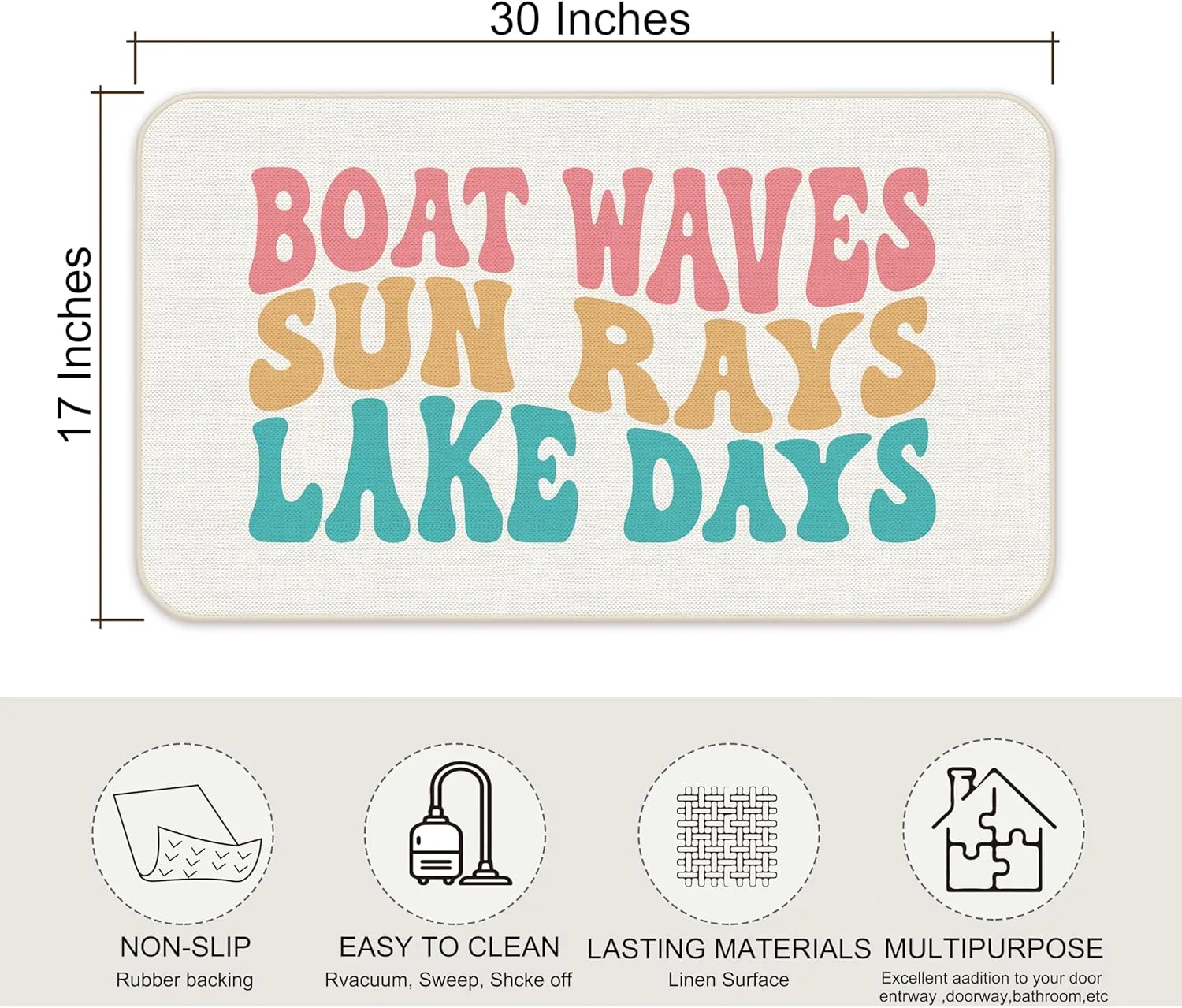 292-HZDM Lake Life Boat Waves Door Mat, 30X18