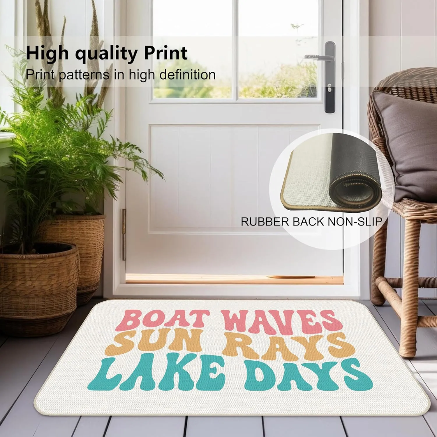 292-HZDM Lake Life Boat Waves Door Mat, 30X18