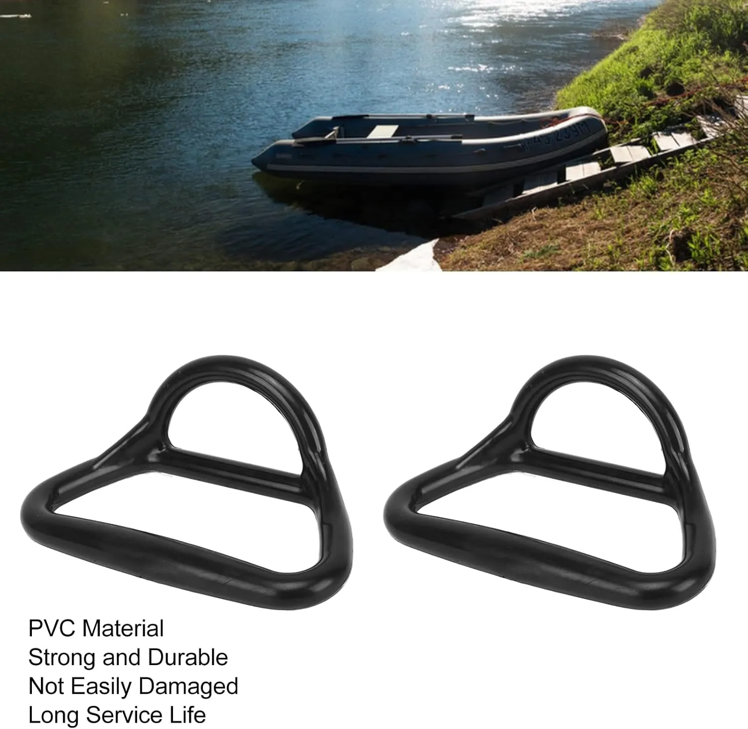 2Pcs PVC D-Ring Pad, Multi-Purpose Tie Down Strap Rings D Traction Ring, Rubber Boat Horseshoe Ring, for Trailer Truck Van Boat Secure Boating
