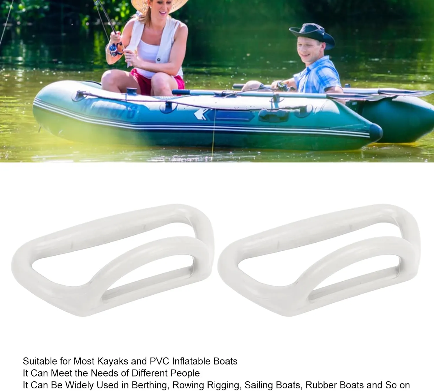 2Pcs PVC D-Ring Pad, Multi-Purpose Tie Down Strap Rings D Traction Ring, Rubber Boat Horseshoe Ring, for Trailer Truck Van Boat Secure Boating
