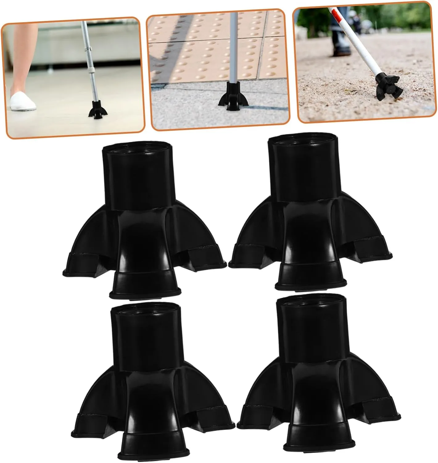2sets 4pcs Thickened Skid Walking Stick Foot Pads Durable Crutch Tip Covers for Trekking Poles Shockproof and Slip Resistant Cane Tips Enhance Safety for Elderly Users 4pcs*2