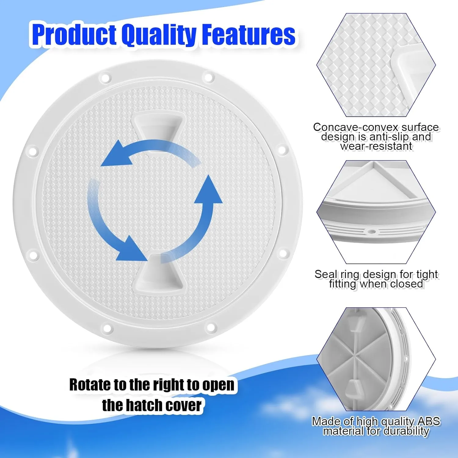 3 Pack Boat Hatch Circular Non Slip Inspection Hatch Boat Detachable Deck Hatch Cover with 18 Attached Screw Boat Parts for Marine Yacht RV Truck Vent Accessories