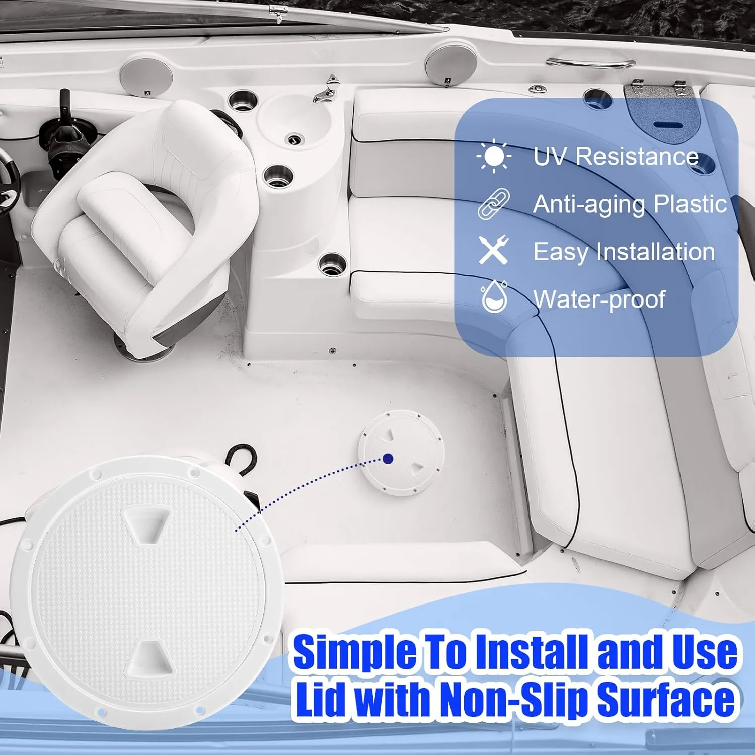 3 Pack Boat Hatch Circular Non Slip Inspection Hatch Boat Detachable Deck Hatch Cover with 18 Attached Screw Boat Parts for Marine Yacht RV Truck Vent Accessories