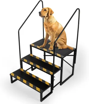 3 Steps RV Stairs, Outdoor Hot Tub Steps, Mobile Home Stairs, Camper Stairs Steps with 2 Handrail for Travel Trailer Motor Home Boat Camper and Porch