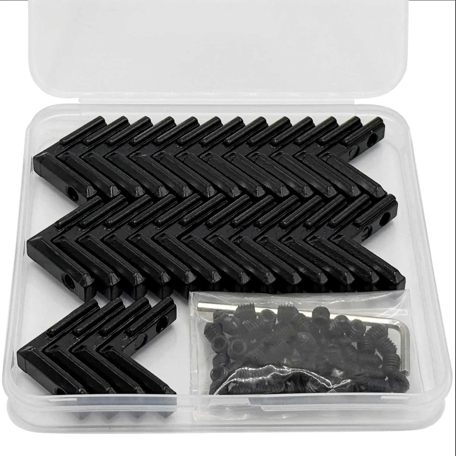 30Sets 2020 Aluminum Extrusion Hardware Connectors with Screws&Wrench, 30Pcs Black 2020 Corner Bracket with 62Pcs T Nuts for 8020 2040 2020 T Slot Extruded Aluminum Rail
