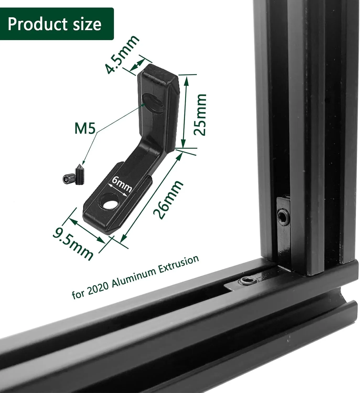 30Sets 2020 Aluminum Extrusion Hardware Connectors with Screws&Wrench, 30Pcs Black 2020 Corner Bracket with 62Pcs T Nuts for 8020 2040 2020 T Slot Extruded Aluminum Rail