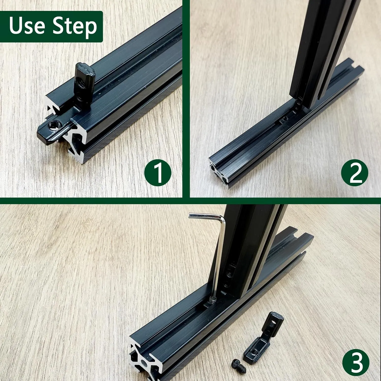30Sets 2020 Aluminum Extrusion Hardware Connectors with Screws&Wrench, 30Pcs Black 2020 Corner Bracket with 62Pcs T Nuts for 8020 2040 2020 T Slot Extruded Aluminum Rail