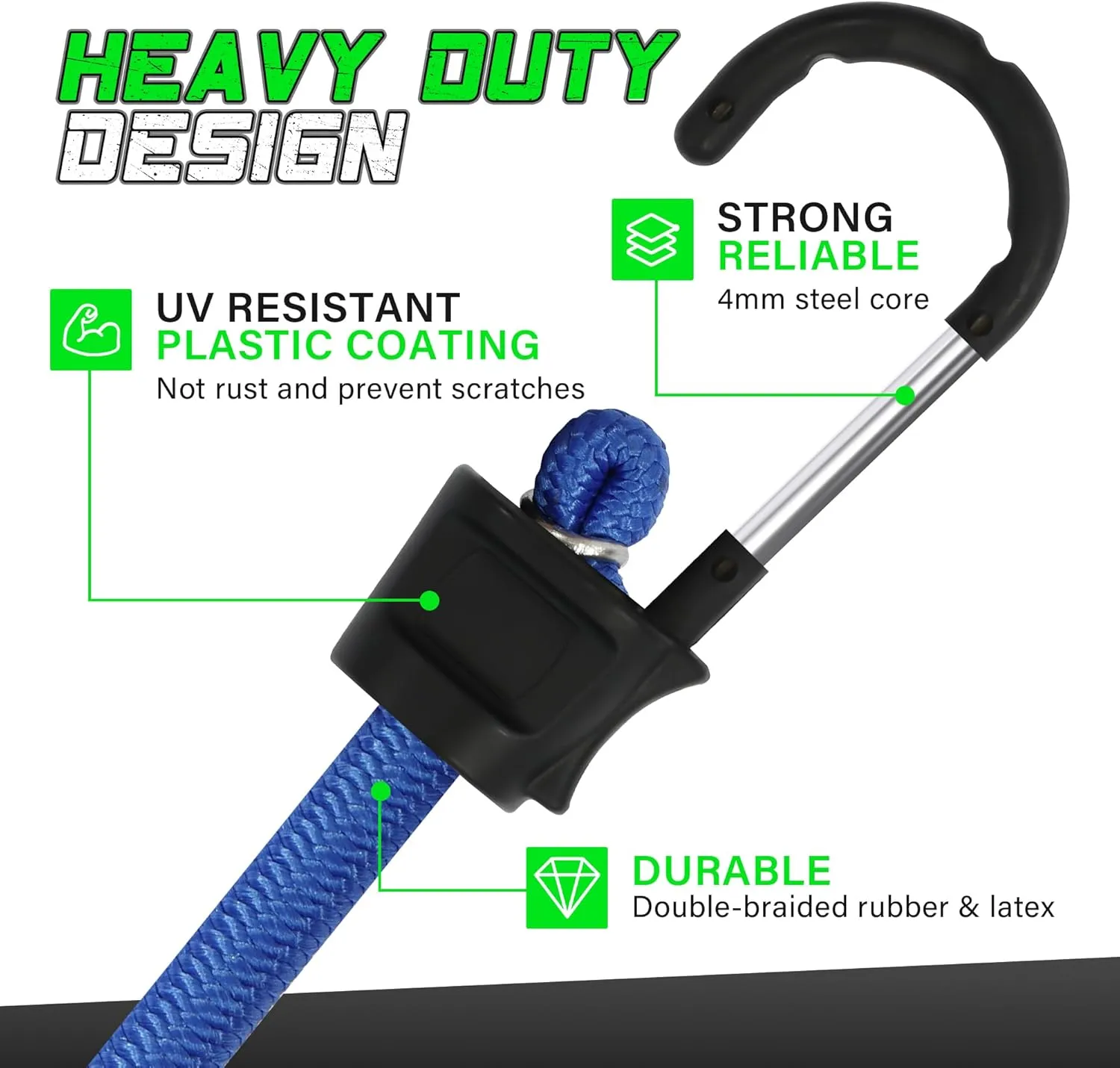 32-Piece Heavy Duty Bungee Cords, Super Elastic Bungee Cord with Hooks, Bungie Cords Heavy Duty Outdoor Include 8", 18", 24”, 32", 40" Bungee Cords, 8” Ball Bungees and Tarp Clips