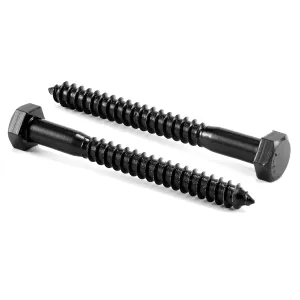 3/8" x 3" Hex Head Lag Screws Bolts 20Pcs 304 Stainless Steel 18-8, Partial Thread, Hexagon Head Wood Screws by Black Oxide by SG TZH