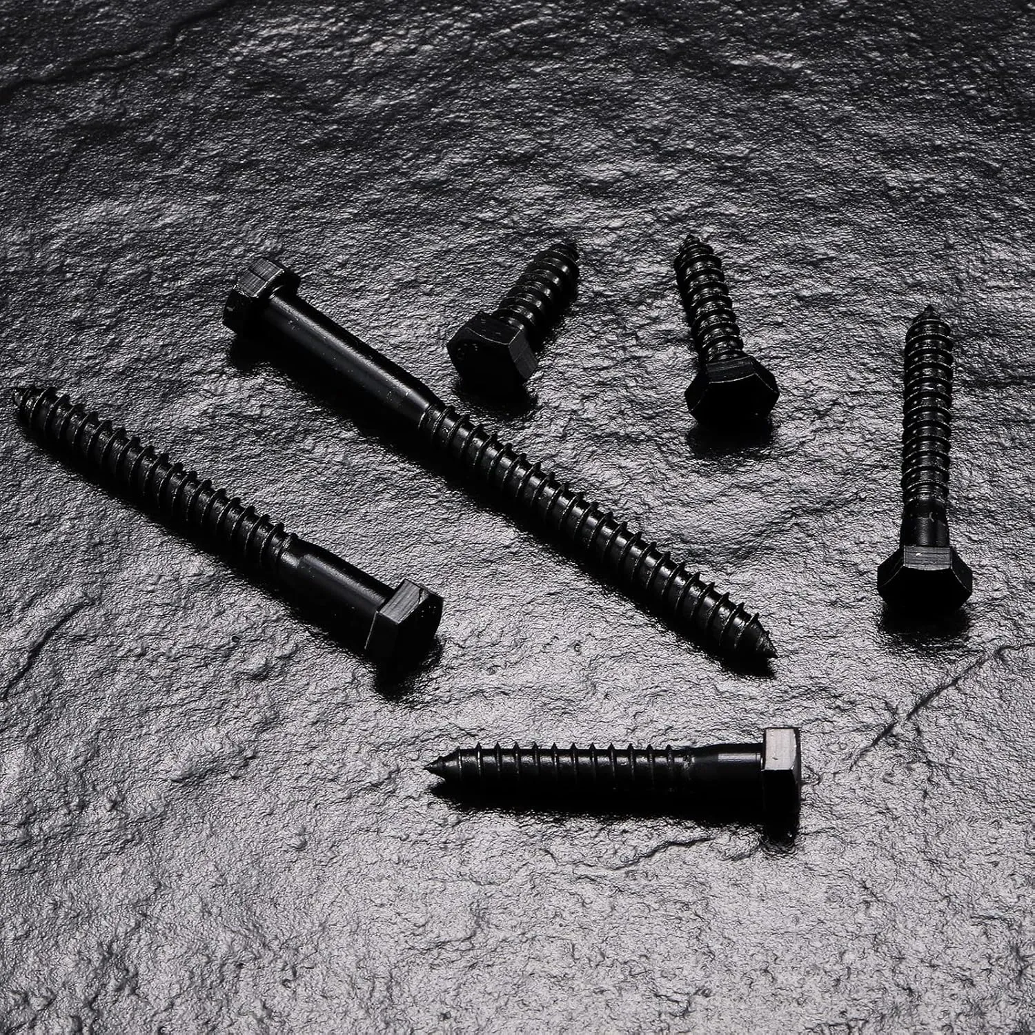 3/8" x 3" Hex Head Lag Screws Bolts 20Pcs 304 Stainless Steel 18-8, Partial Thread, Hexagon Head Wood Screws by Black Oxide by SG TZH