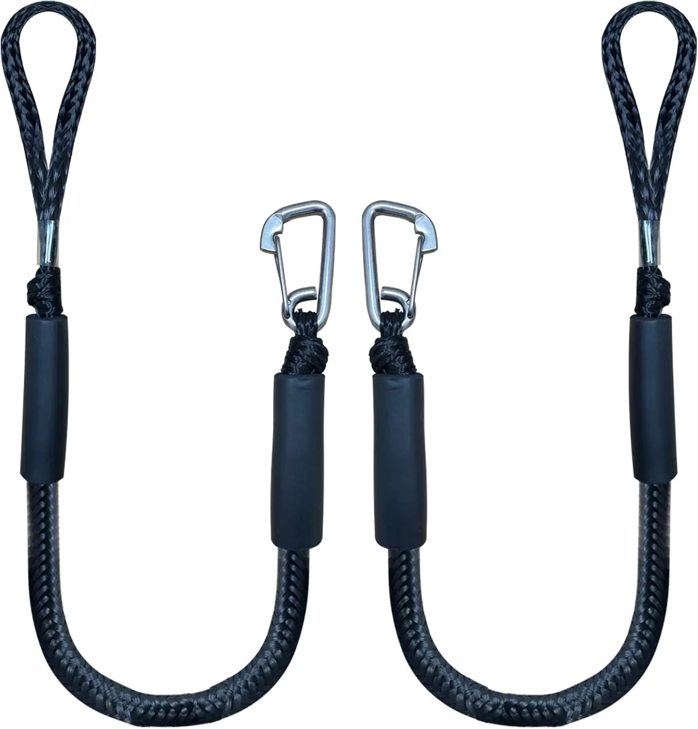 3FT Bungee Dock Line Boat Ropes for Docking Line Mooring Rope with Stainless Steel Clip Accessories for Boats 2pcs