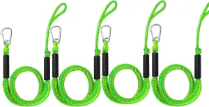 4 FT Dock Ropes with Stainless Steel Clip to Tie Up Boat to Dock Pack of 4 Green