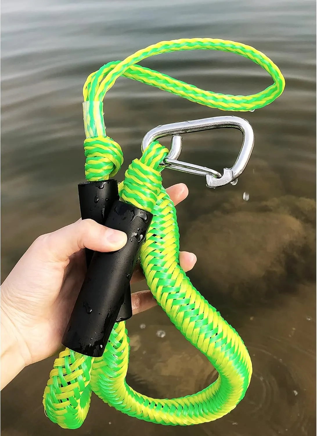 4 FT Dock Ropes with Stainless Steel Clip to Tie Up Boat to Dock Pack of 4 Green