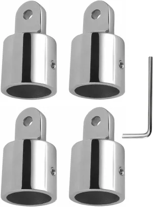 4 PCS Bimini Top Eye End Cap Tube Canopy Hardware Fitting Marine 316 Stainless Steel Fits 7/8 or 1'' OD Round Tubing