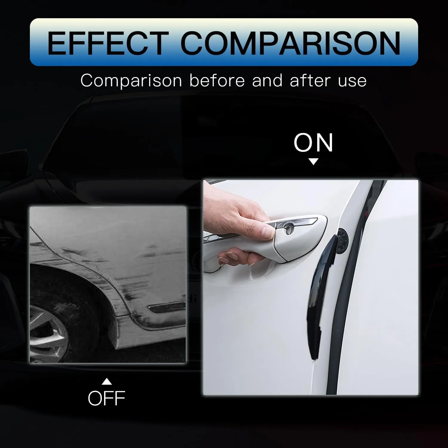 4 PCS Car Door Anti-Collision Strip, Rearview Anti-Impact Sticker, Door Protection Decorative Covers, Door Edge Bumper Guard, Universal Car Side Door Edge Protector (Black)