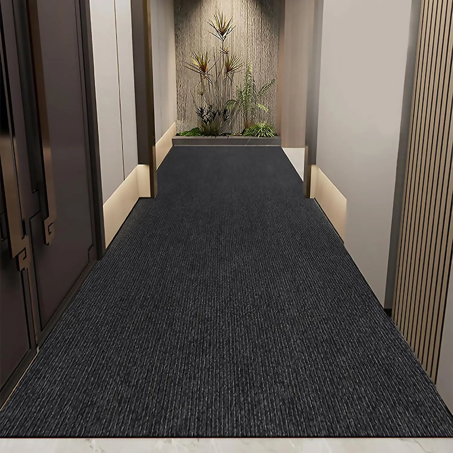 4' x 8' High Traffic Guard Doormat, Commercial Grade Door Floor Mat Striped Brush Step Entrance Mat with Rubber Backing, Low Profile Commercial Rugs for Entryway, Easy to Clean(Jet Black)
