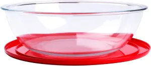 4.5L Round Glass Mixing Bowl with Lids, Glass Salad Bowls with BPA free cover. Oven, Microwave and Dishwasher Safe.