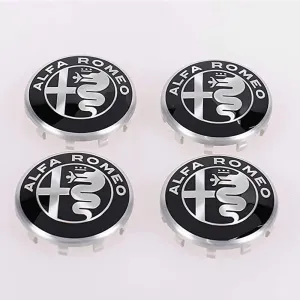 4PCS Car Wheel Hub Center Caps for Alfa Romeo Giulia Stelvio 58mm, Wheel Emblem Badge Decals, Auto Decorative Hubcaps Accessories