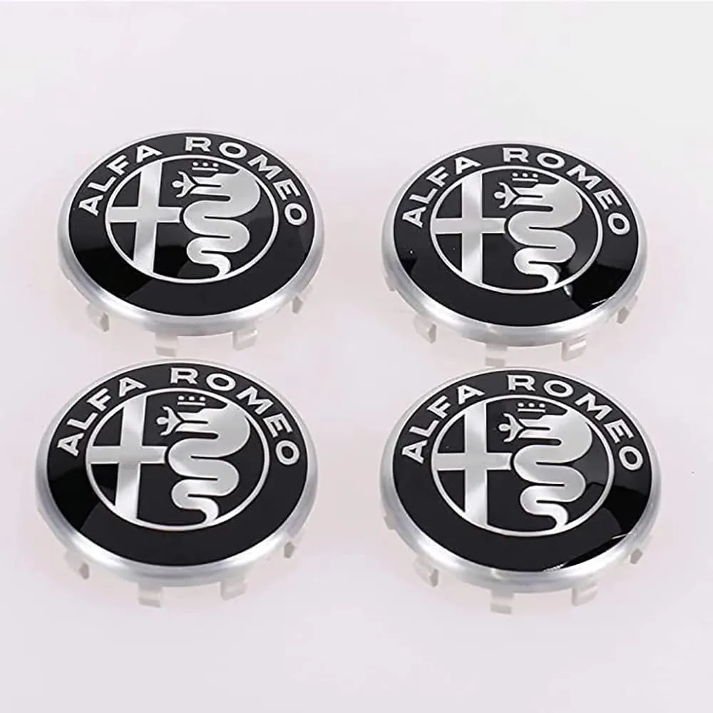 4PCS Car Wheel Hub Center Caps for Alfa Romeo Giulia Stelvio 58mm, Wheel Emblem Badge Decals, Auto Decorative Hubcaps Accessories