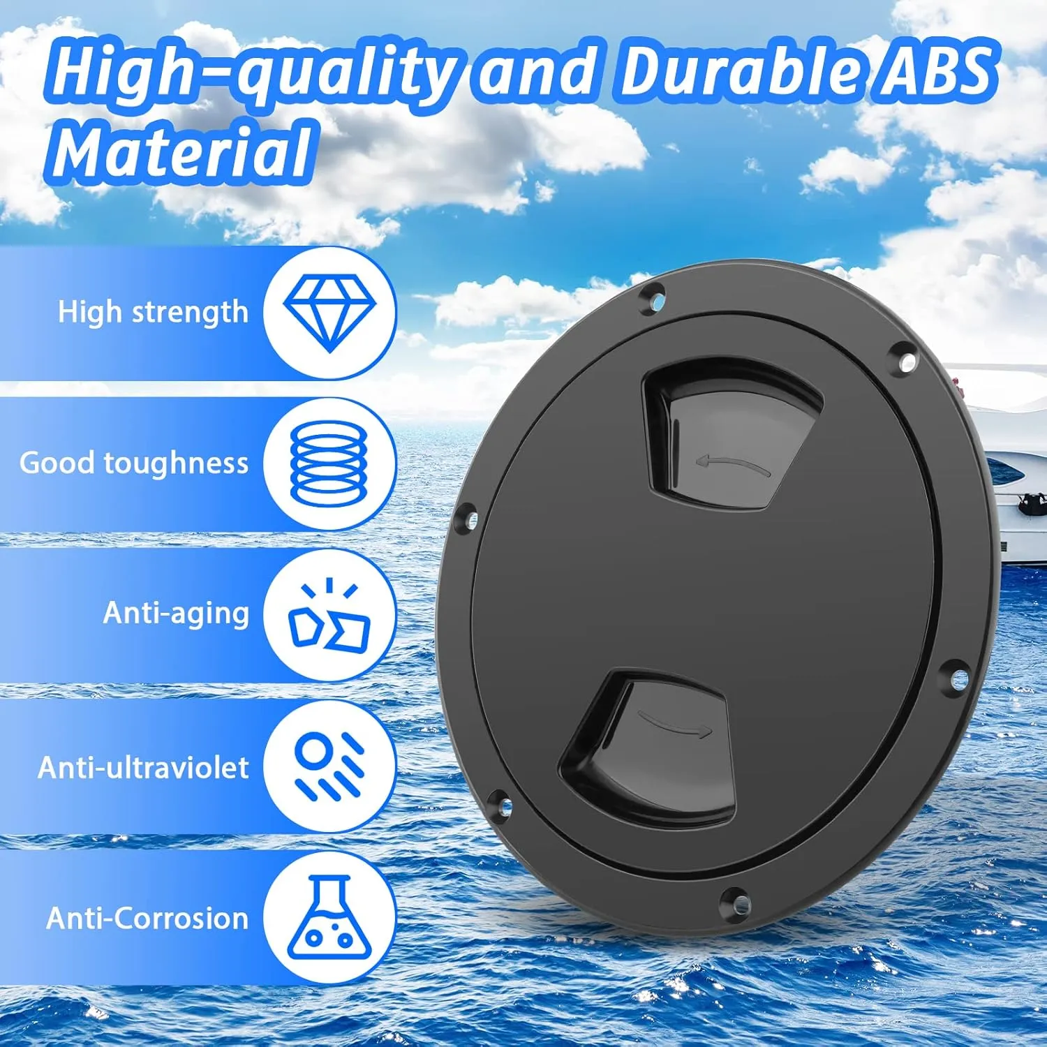 5 inch / 6 inch / 8 inch Boat Round Deck Plate Non Slip Inspection Hatch, Marine Access Port Hatch Cover with Screws, Detachable Water Tight Lid Cover for Marine Boat Yacht