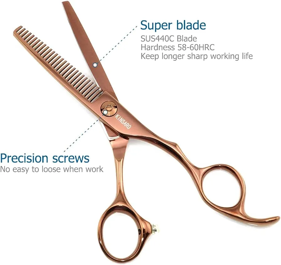 5.5 Inch Hair Thinning Scissors 440C Hair Thinning Shears Professional Hair Shears Barber Scissors Convex Edge KINSARO