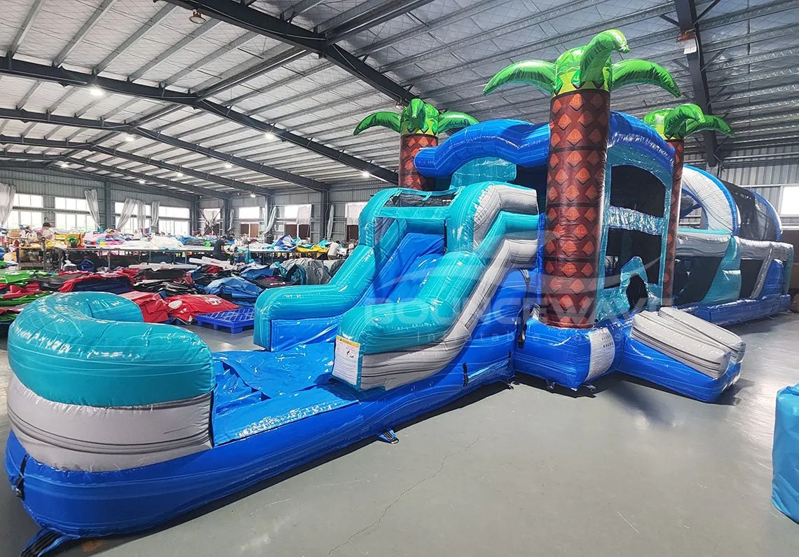56.5ft Bahama 2-Piece Obstacle Bounce House with Slide (Wet/Dry)