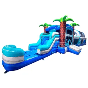 56.5ft Bahama 2-Piece Obstacle Bounce House with Slide (Wet/Dry)