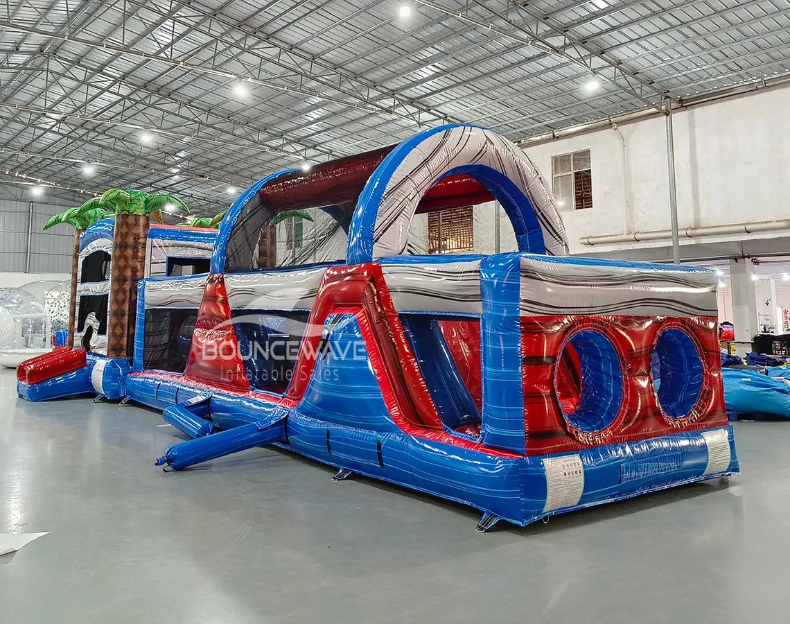 56.5ft Baja 2-Piece Obstacle Bounce House with Slide (Wet/Dry)