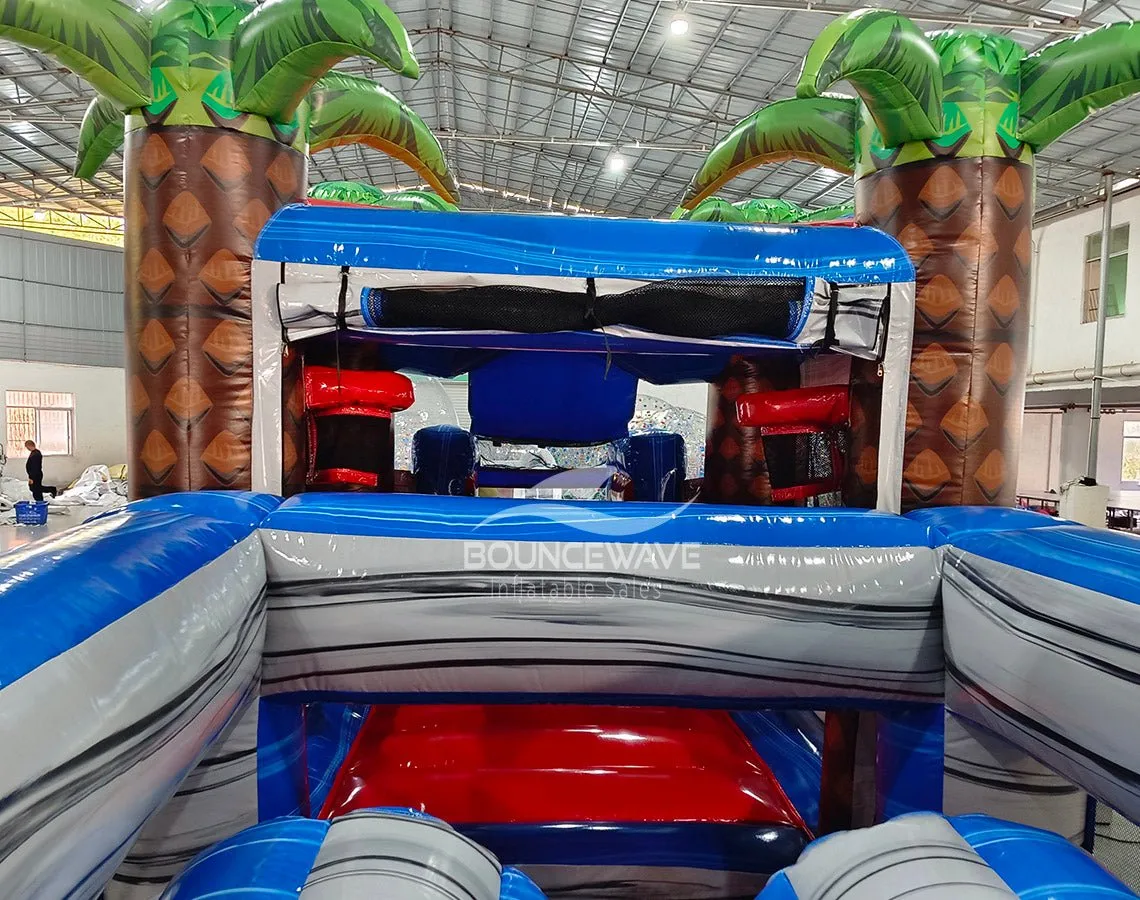 56.5ft Baja 2-Piece Obstacle Bounce House with Slide (Wet/Dry)
