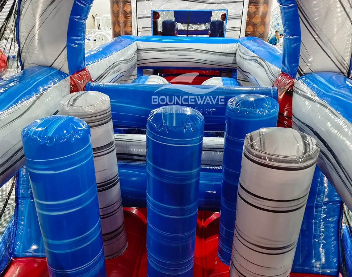 56.5ft Baja 2-Piece Obstacle Bounce House with Slide (Wet/Dry)