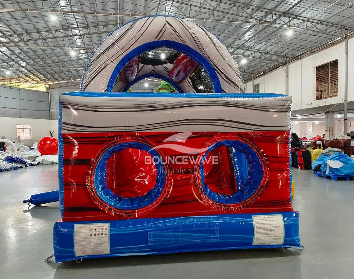 56.5ft Baja 2-Piece Obstacle Bounce House with Slide (Wet/Dry)