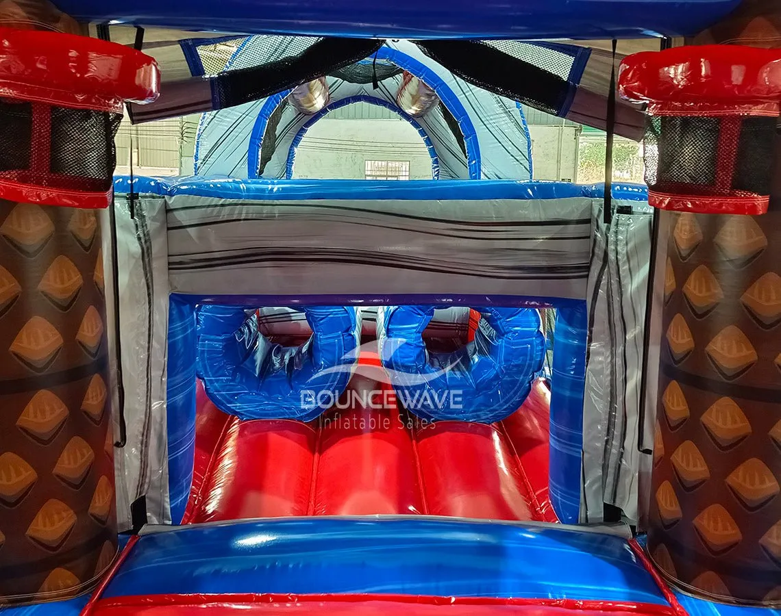 56.5ft Baja 2-Piece Obstacle Bounce House with Slide (Wet/Dry)