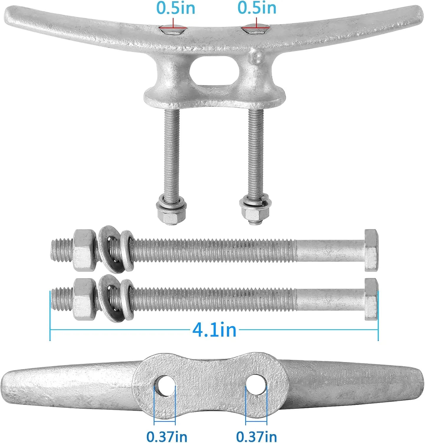 6/8/10/12/14 inch Dock Cleats With Bolts,Hot Dipped Galvanized Cast Iron Boat Cleats,Rope Cleat Boat Dock Cleats for Boat Docks,Decks,Piers for Tying up Boats,Marine Decor(1,2,4,5,6,8,10,12 Pack)