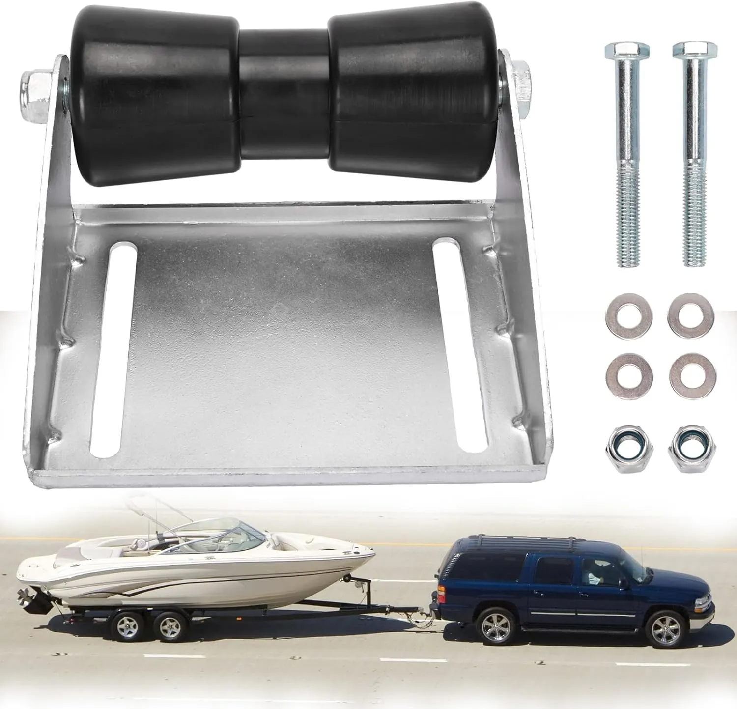 8 Inch Boat Trailer Keel Roller with Bracket, Boat Trailer Rollers with Brackets, Galvanized Keel Roller Assembly Kit, Keel Roller Assembly Kit for Boat Easy Water Launch