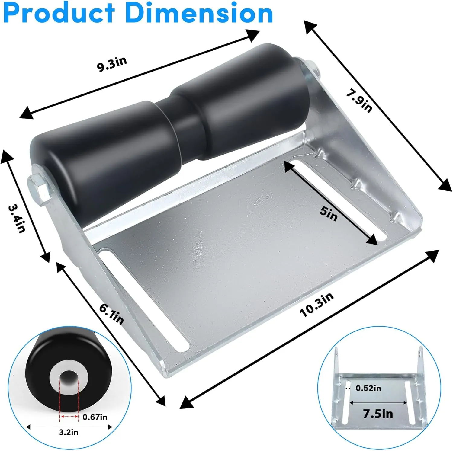 8In/10In Boat Trailer Roller Bracket Assembly,Boat Trailer Keel Rollers with Brackets,Adjustable Keel Roller with Panel Bracket Assembly Boat Trailer Accessories