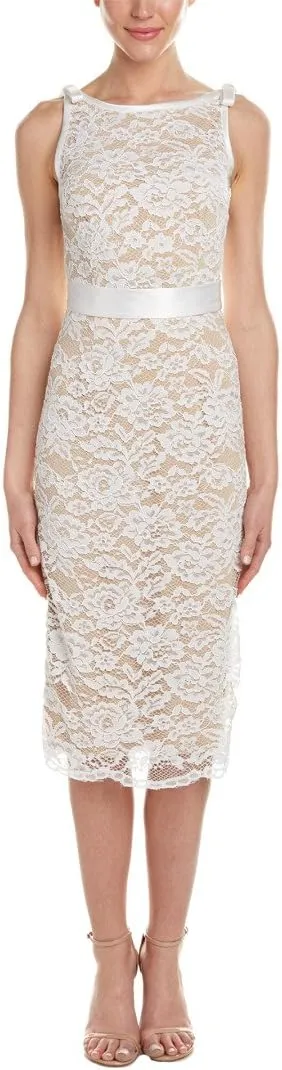 ABS Allen Schwartz Women's Lace Sheath Dress with Satin Contrast